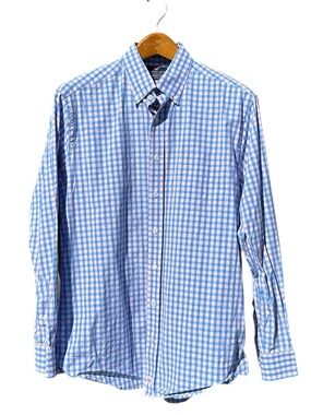 VINEYARD VINES Men L‎ Blue Pink White Plaid Slim Fit Murray Cotton Button Shirt